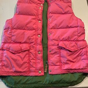 J. Crew Pink and Green puffer Vest-